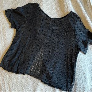 American Eagle Navy Lace Top | Size Large